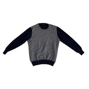 Boggi Milano 100% Virgin Wool Houndstooth Crewneck Mens Sweater size Large/XL